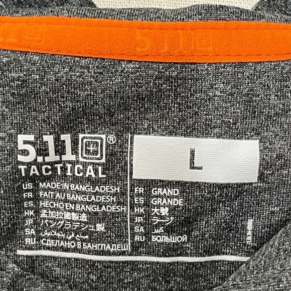 5.11 Tactical Series Gray Short Sleeve Snap Buttons Polo‎ Shirt Men's Size Large - Picture 3 of 6
